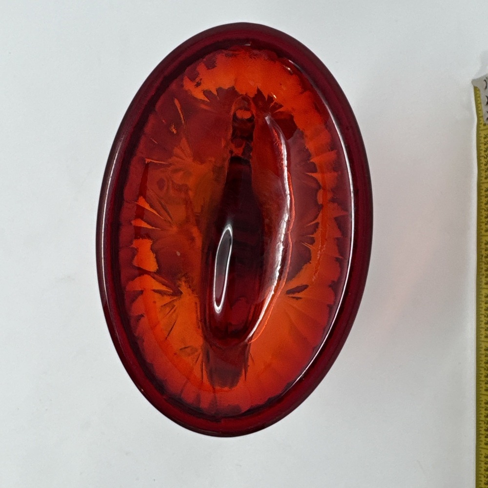 Vintage Fenton Ruby Red/Amberina Glass Cornucopia Candlestick - Picture 6 of 9